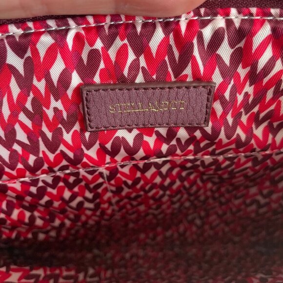 Stella & Dot 'LOVE' Retired Lined Zip Clutch w Tassel Burgundy + Pink OS NWOT - Picture 7 of 13